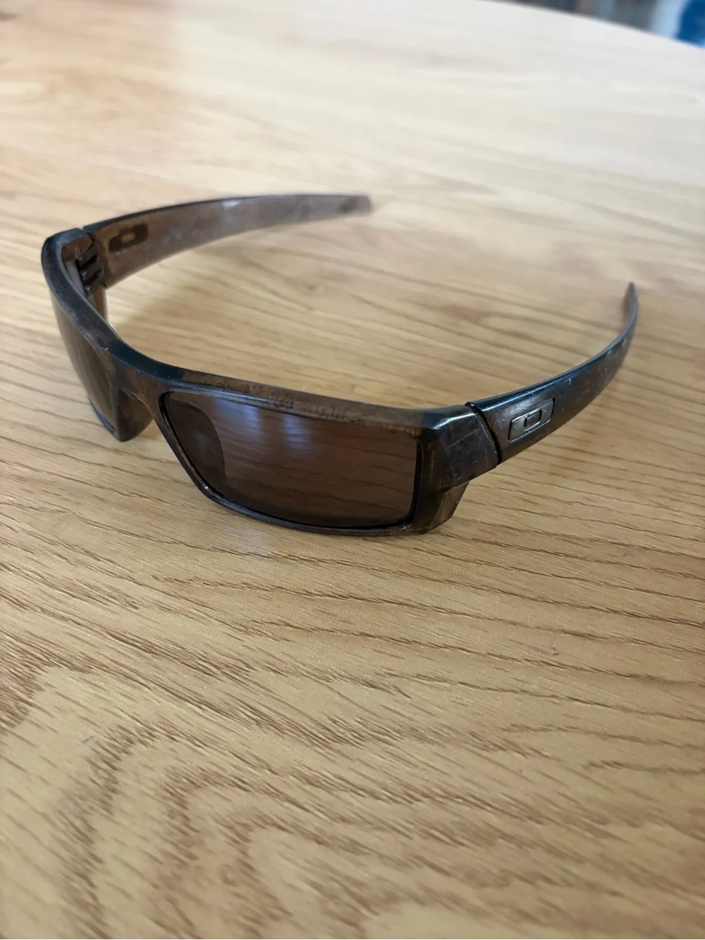 Oakley Gascan S Patterned Vintage Brown Sport Wrap Sunglasses Made in USA